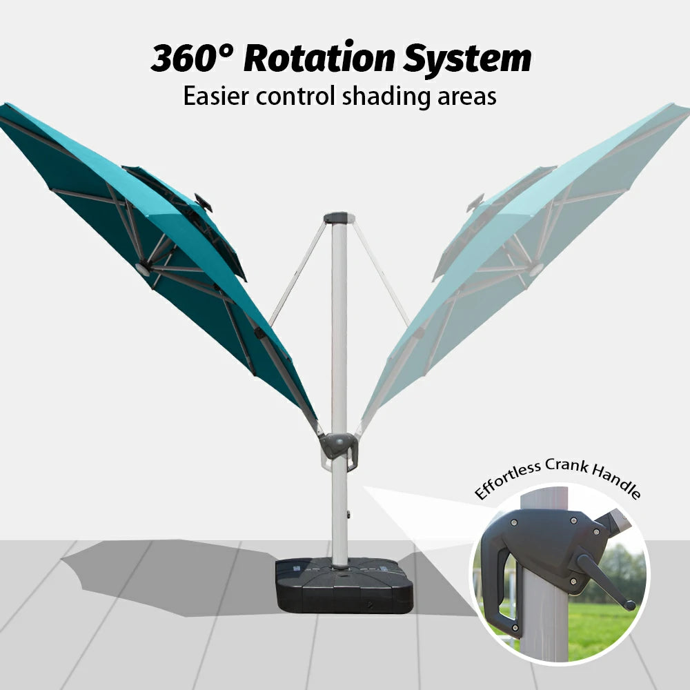 domi cantilever patio umbrella #color_Turquoise Blue