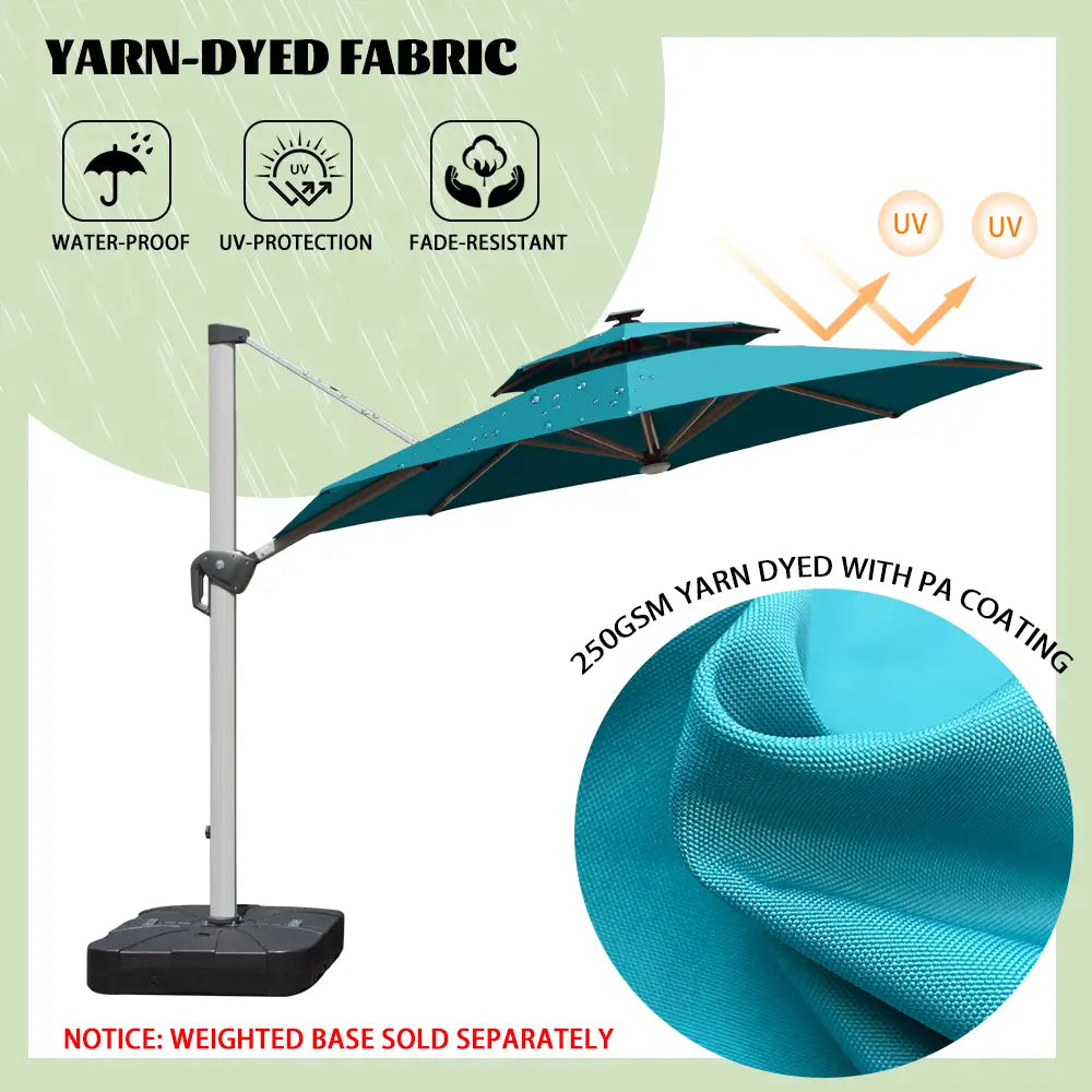 domi cantilever patio umbrella #color_Turquoise Blue
