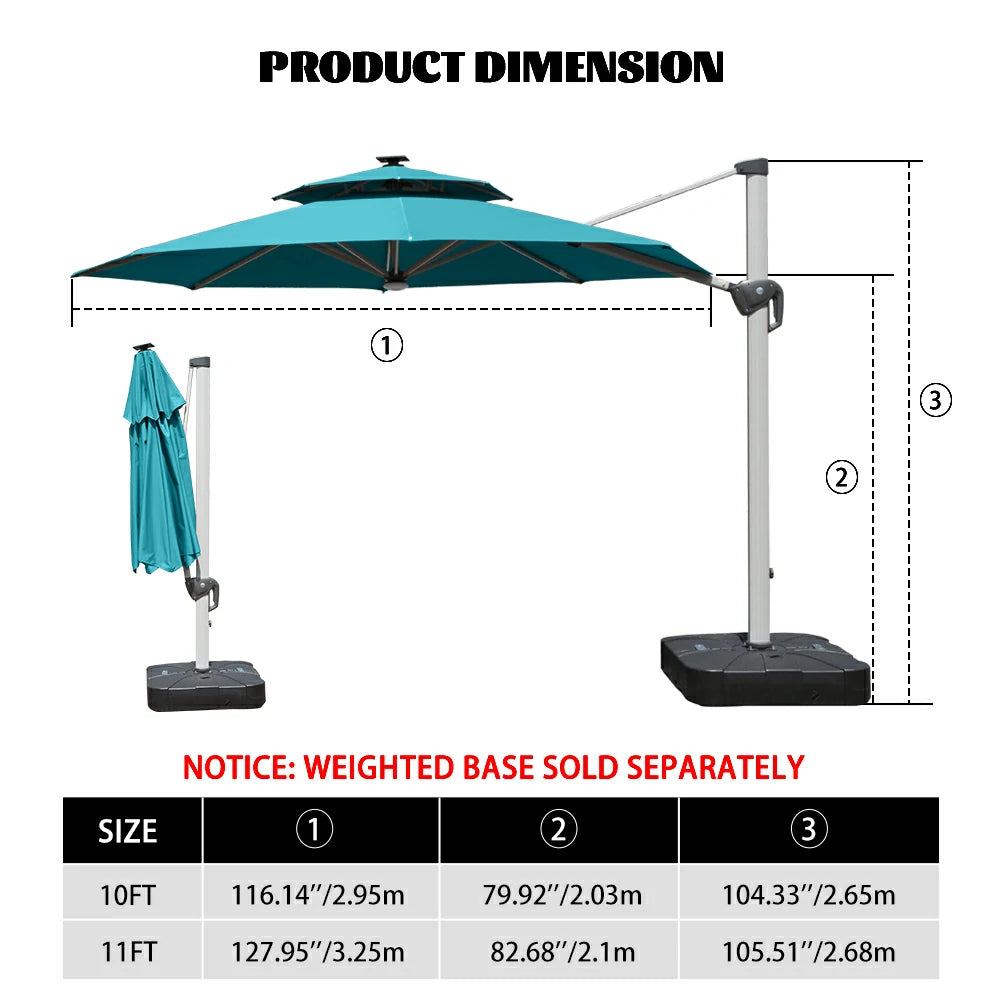 domi cantilever patio umbrella #color_Turquoise Blue