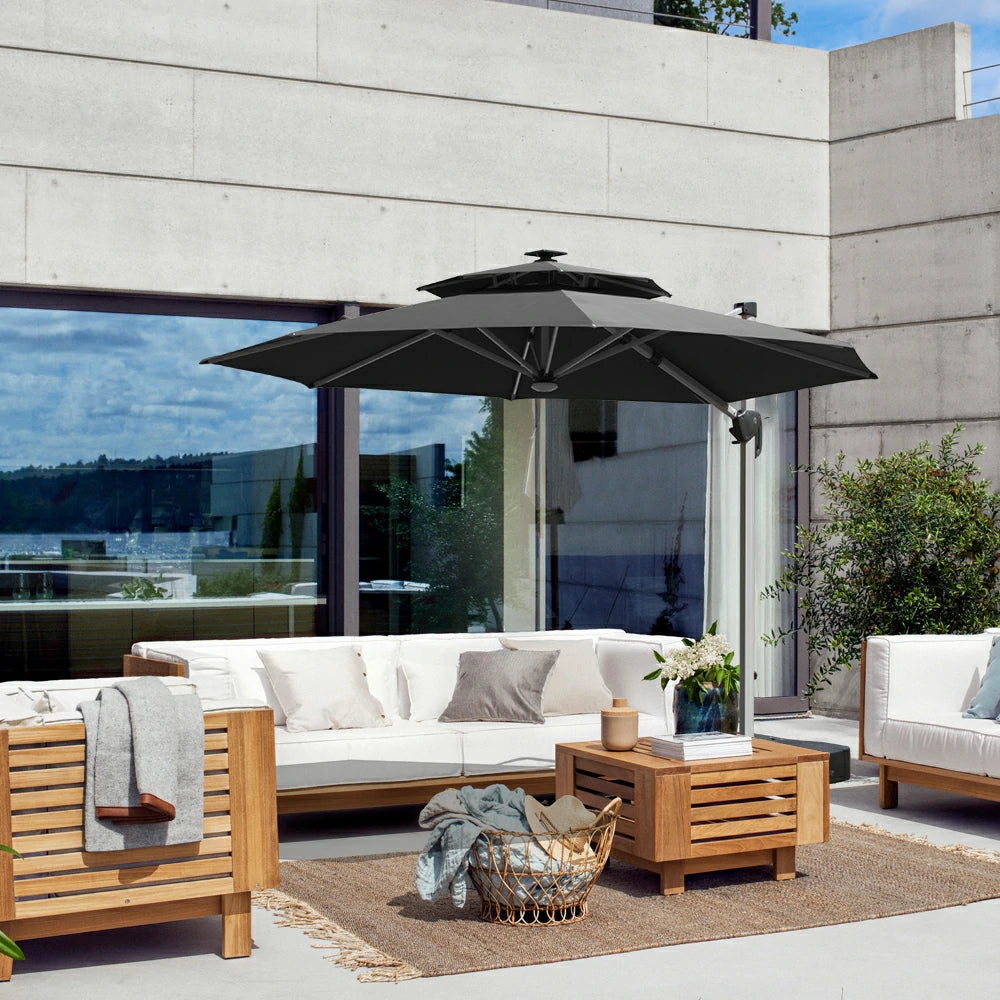 domi cantilever patio umbrella #color_Dark Gray