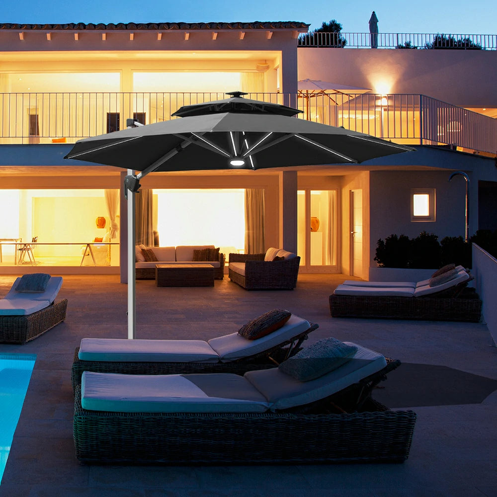 domi cantilever patio umbrella #color_Dark Gray