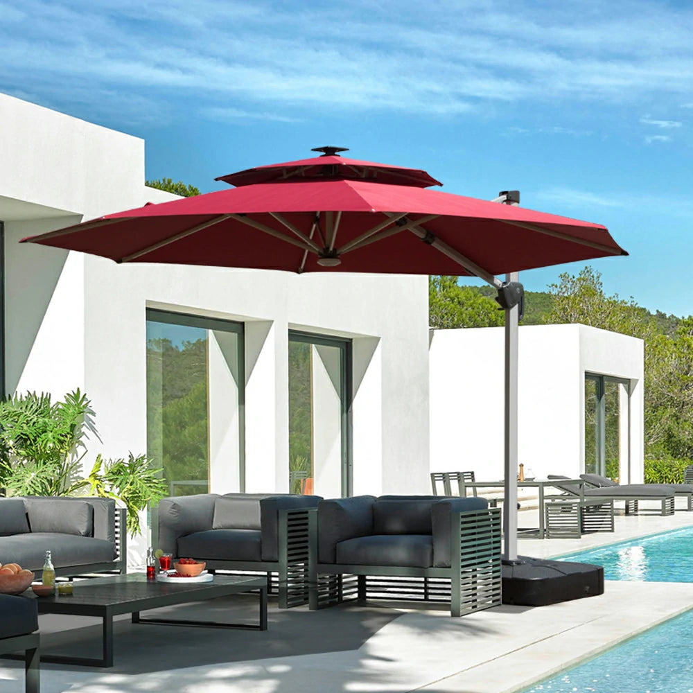 domi cantilever patio umbrella #color_Brick Red