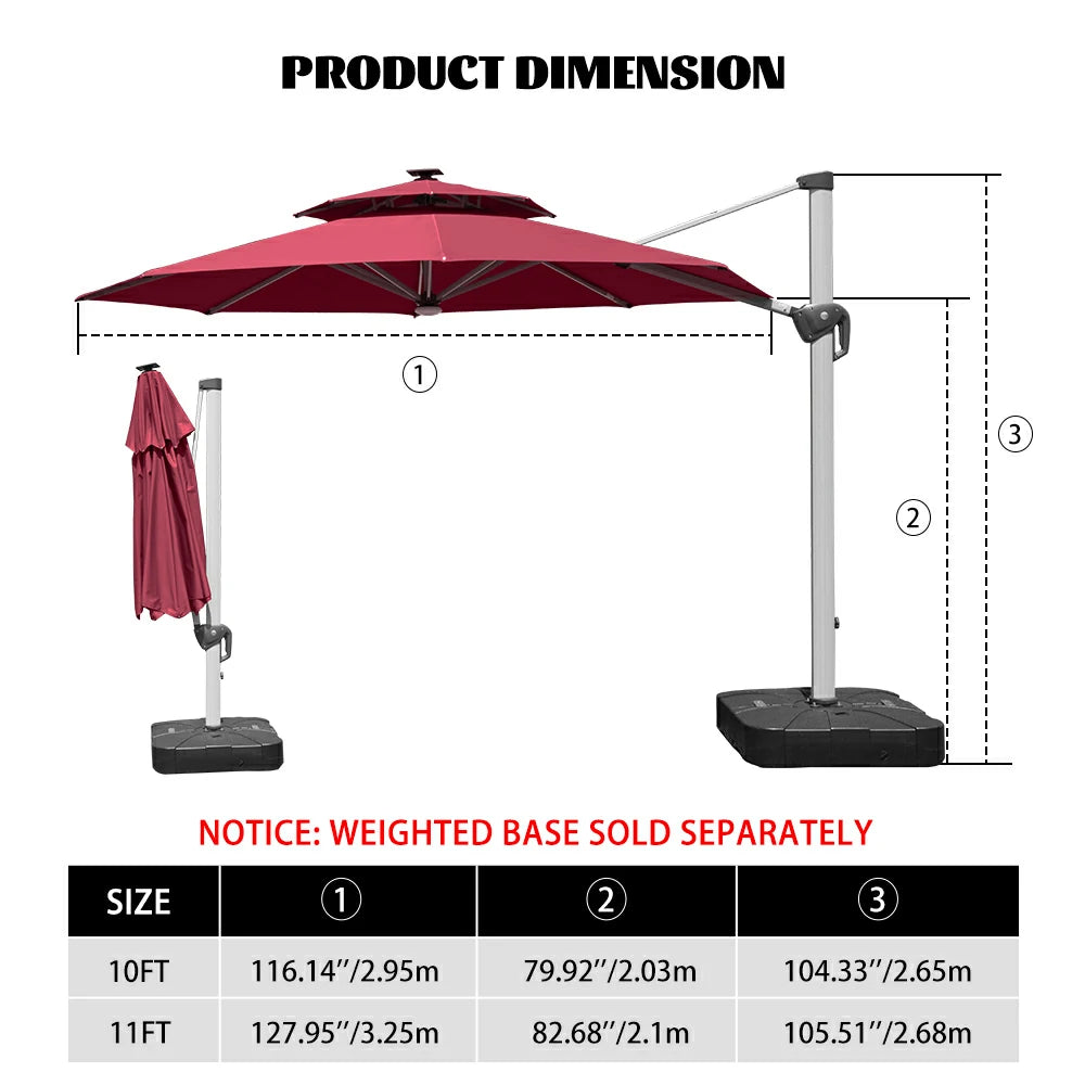 domi cantilever patio umbrella #color_Brick Red