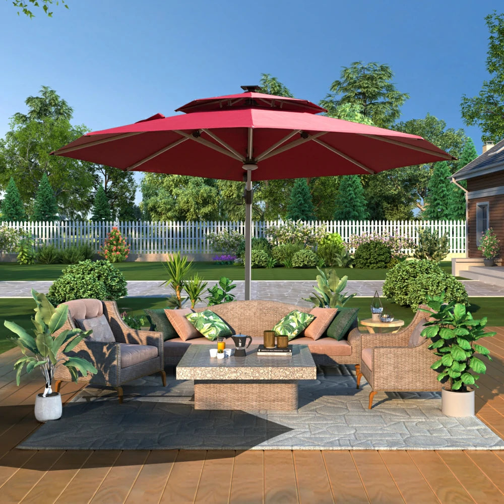 domi cantilever patio umbrella #color_Brick Red