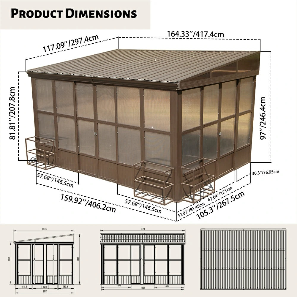 Domi Outdoor Living wall mounted sunroom#size_10' x 14'