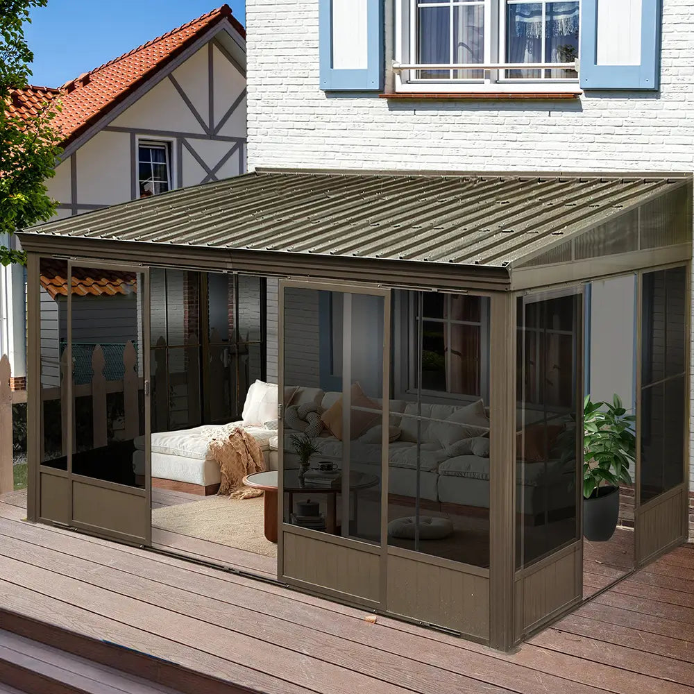 Domi Outdoor Living wall mounted sunroom#size_12' x 14'