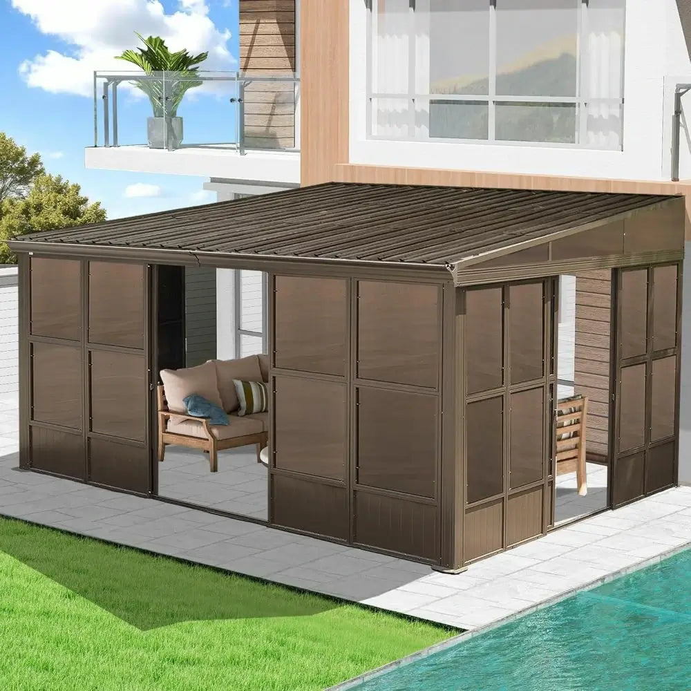 Domi Outdoor Living wall mounted sunroom#size_12' x 14'