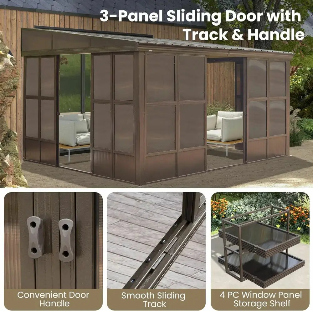 Domi Outdoor Living wall mounted sunroom#size_12' x 14'