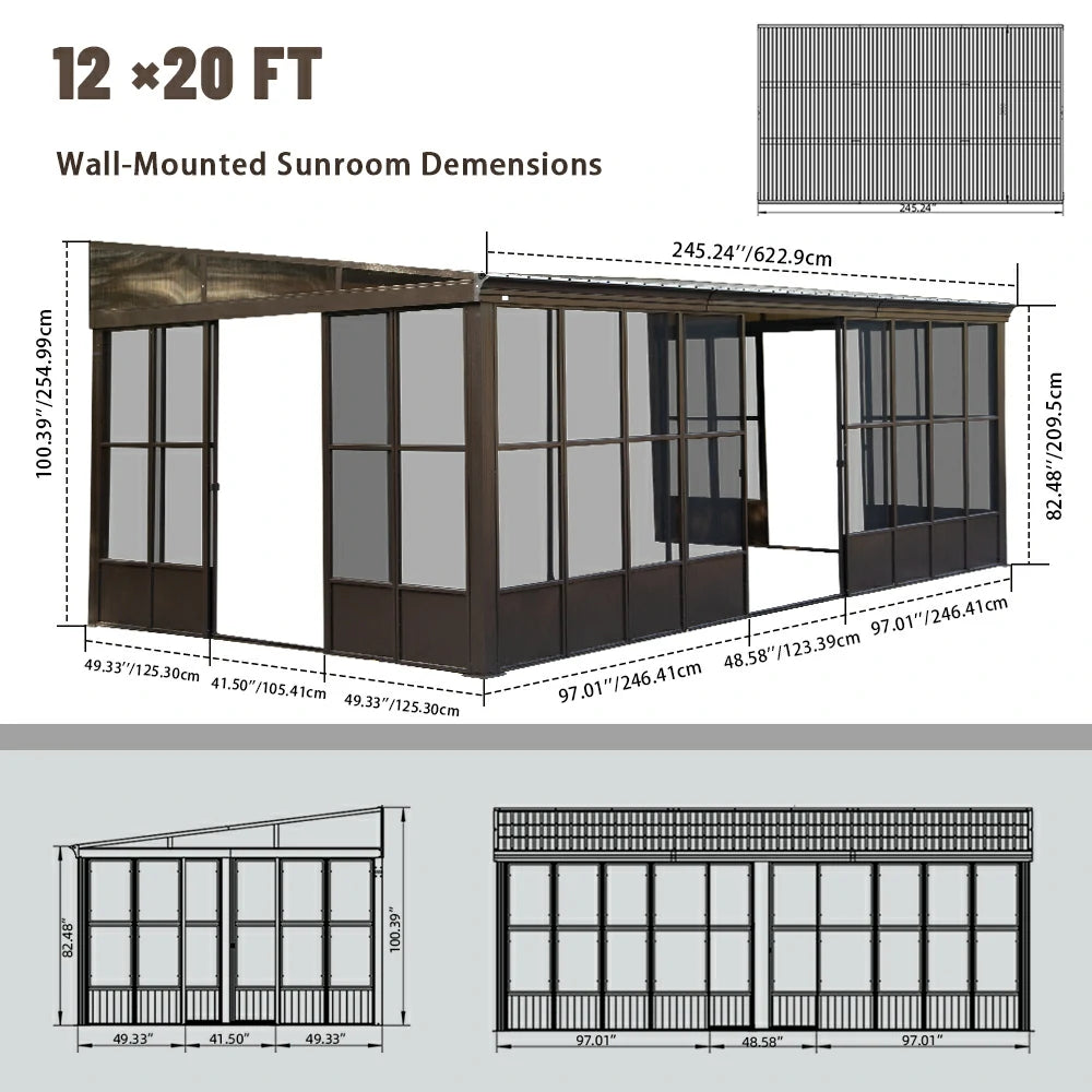 Domi Outdoor Living wall mounted sunroom#size_12' x 20'