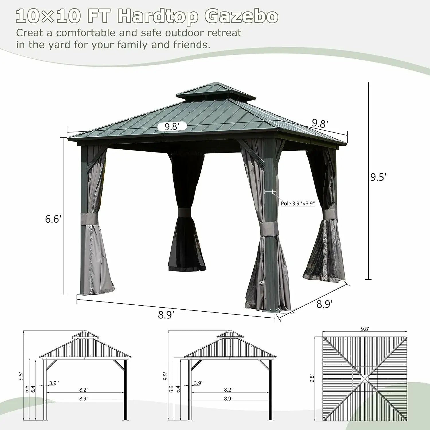 Domi outdoor living Hardtop gazebo#size_10'x10'