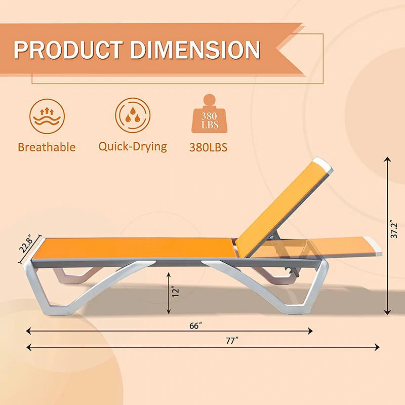 Domi Armless Outdoor Chaise Lounge#color_orange