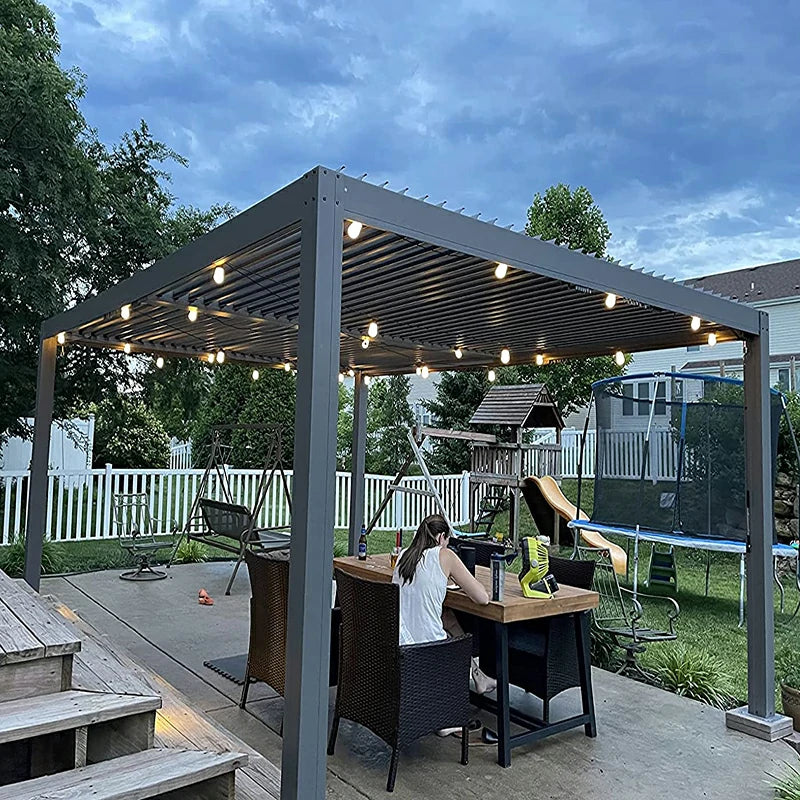 Domi Outdoor Living louvered pergola gray#size_12'x16'
