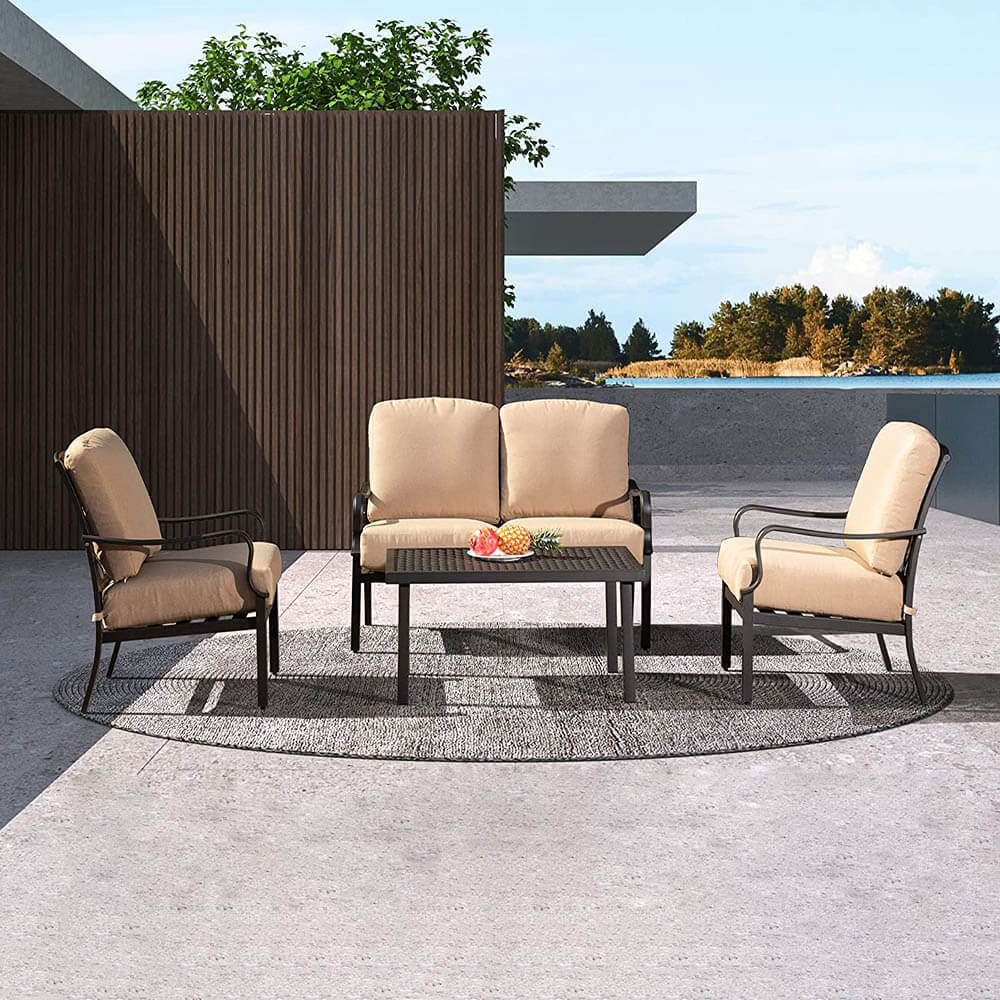 Domi outdoor living 4 Pcs Outdoor Table and Chair Set#color_beige