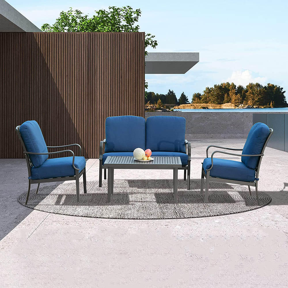 Domi outdoor living 4 Pcs Outdoor Table and Chair Set#color_navy blue