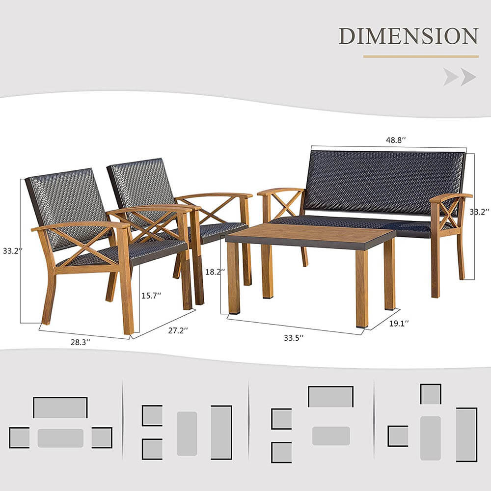 Domioutdoorliving 4 Pieces Outdoor Bistro Set