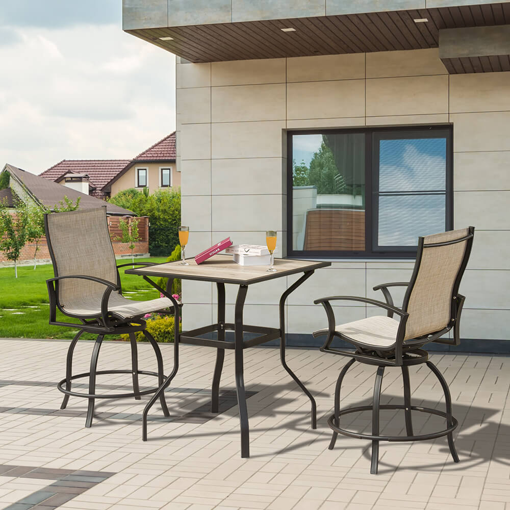 Domi Outdoor Living 3 Piece Patio Textilene Bar Set