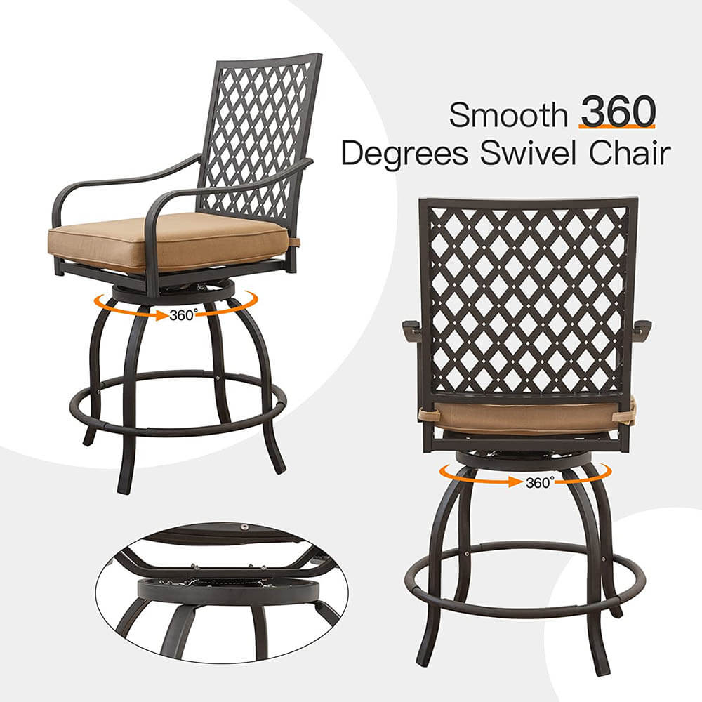 Domi Outdoor Living 3 Piece Patio Bar Set with Cushion#style_seat cushion