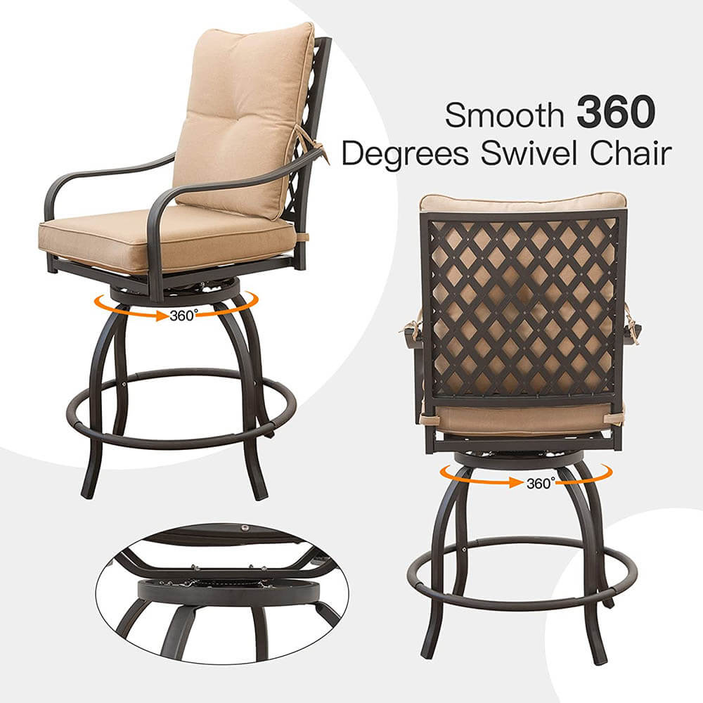 Domi Outdoor Living 3 Piece Patio Bar Set with Cushion#style_seat & back cushion
