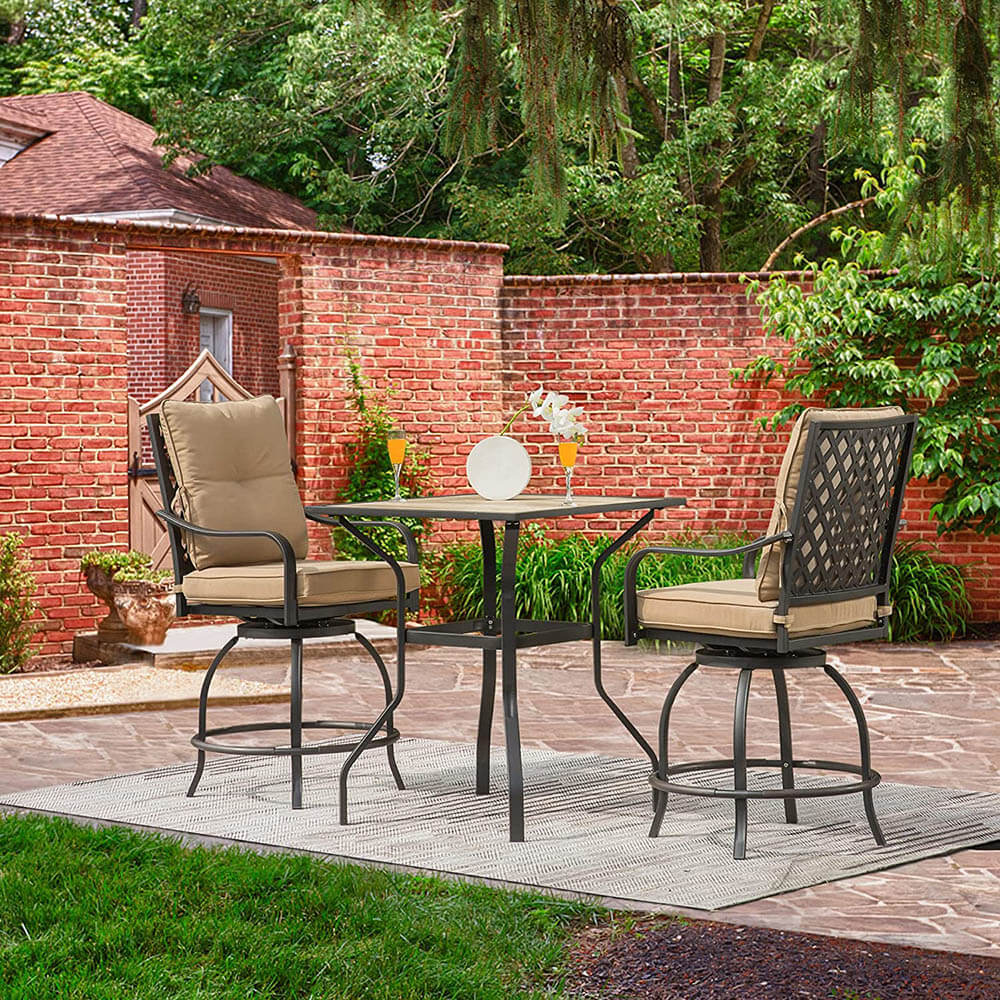Domi Outdoor Living 3 Piece Patio Bar Set with Cushion#style_seat & back cushion