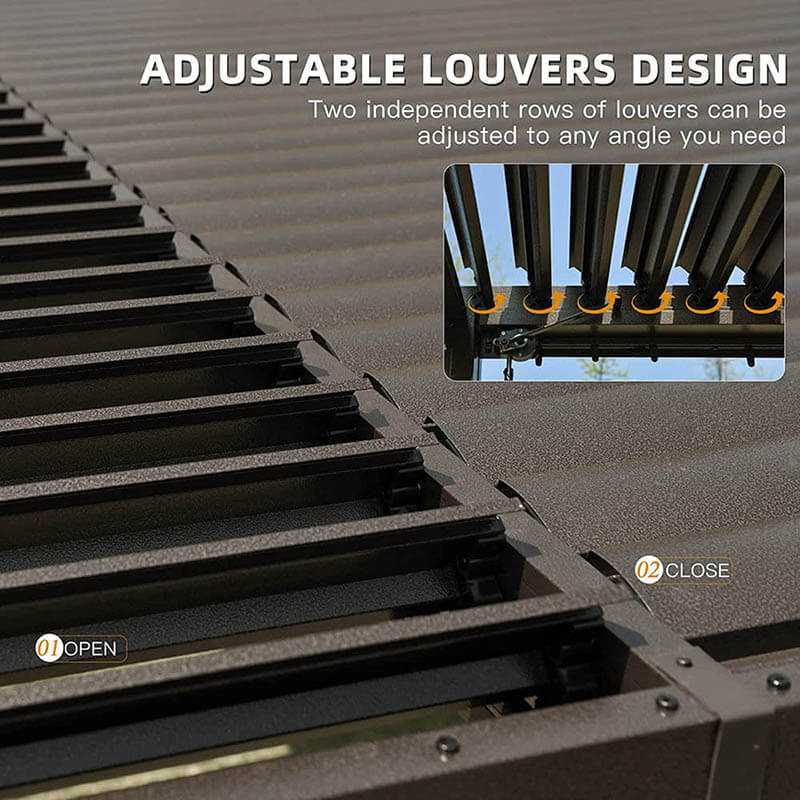 Domi Outdoor Living Louvered Pergola 10' × 13'#color_brown