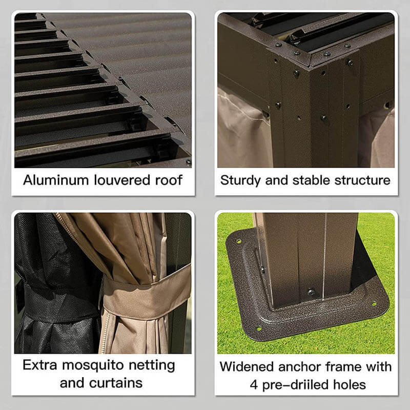 Domi Outdoor Living Louvered Pergola 10' × 13'#color_brown