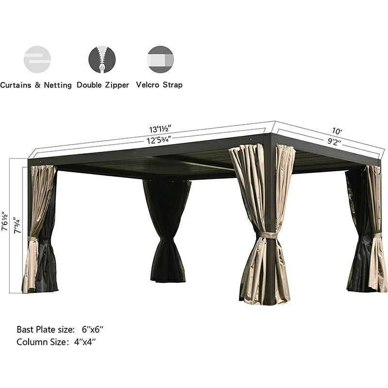 Domi Outdoor Living Louvered Pergola 10' × 13'#color_brown