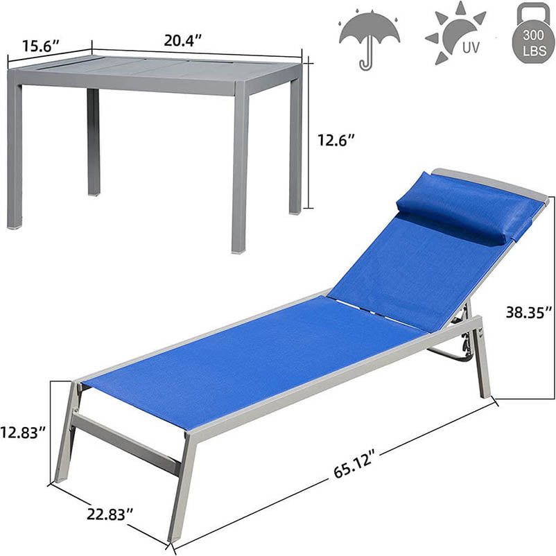 Domi Sunbathing Aluminum Chaise Lounge#color_blue