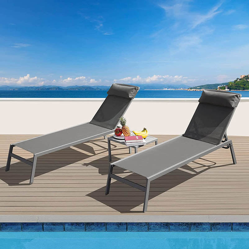 Domi Sunbathing Aluminum Chaise Lounge#color_grey