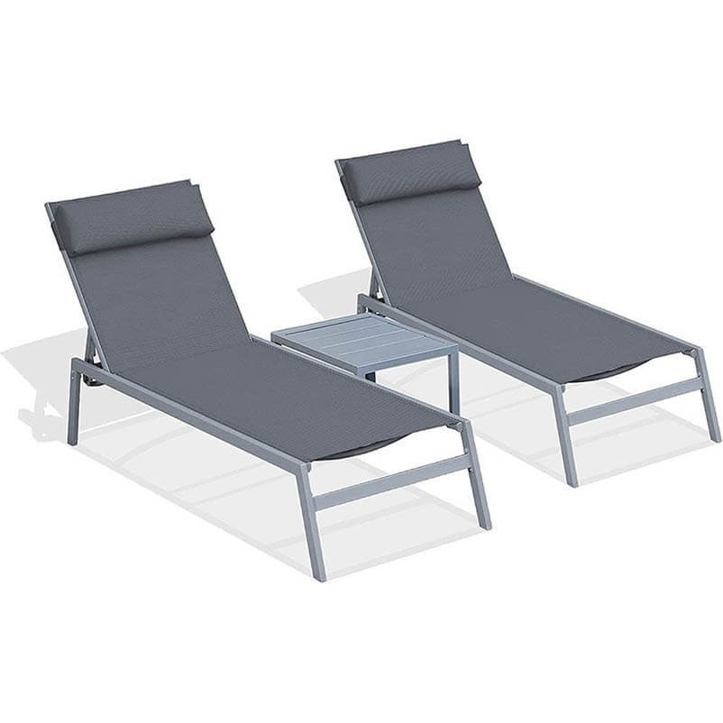 Domi Steel Patio Chaise Lounge#color_grey