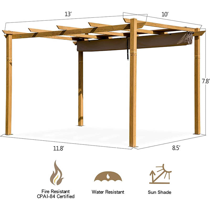 Domi Pergola Wood-looking#size_10'x13'