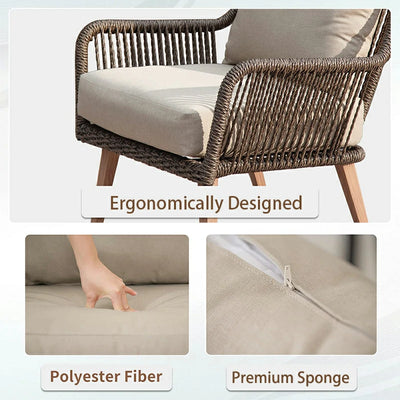 Domi Outdoor Living Rattan Sofa Set 4 Pieces