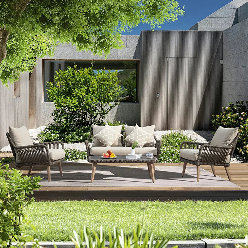 Domi Outdoor Living Rattan Sofa Set 4 Pieces