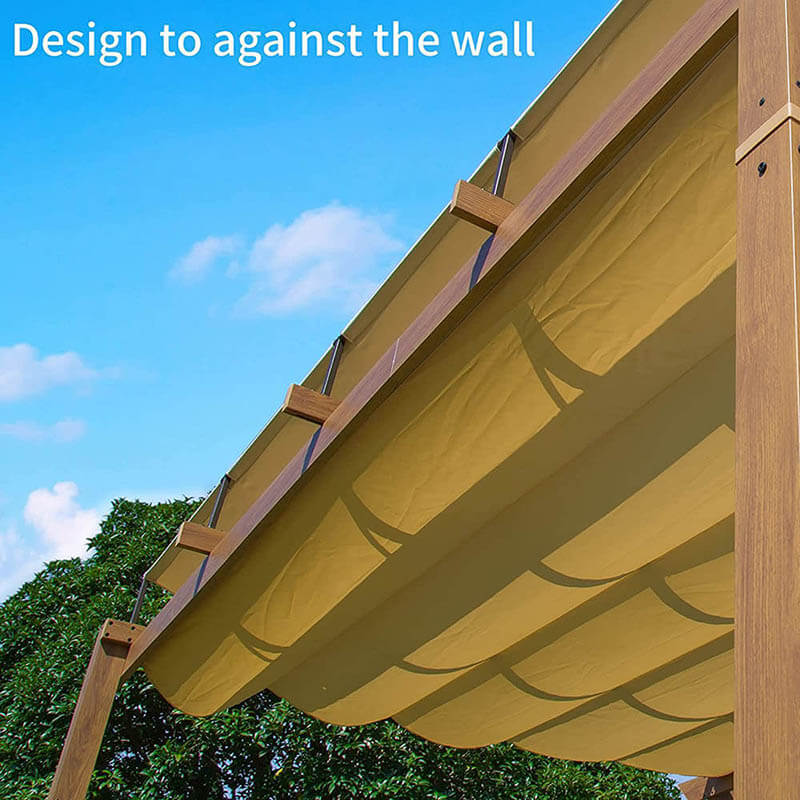 Domi Pergola Wood-looking#size_9'x13' against the wall