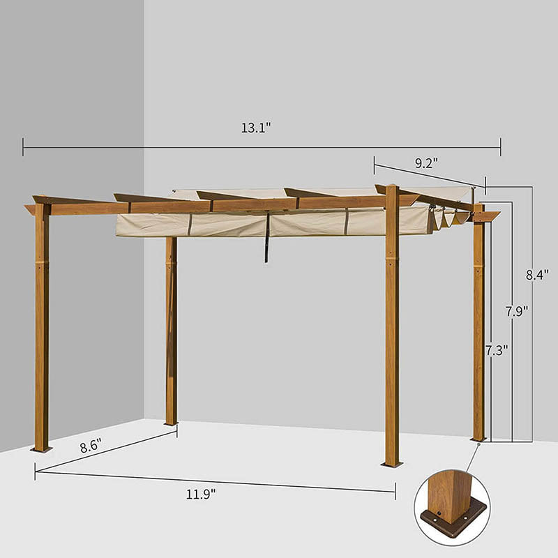 Domi Pergola Wood-looking#size_9'x13' against the wall