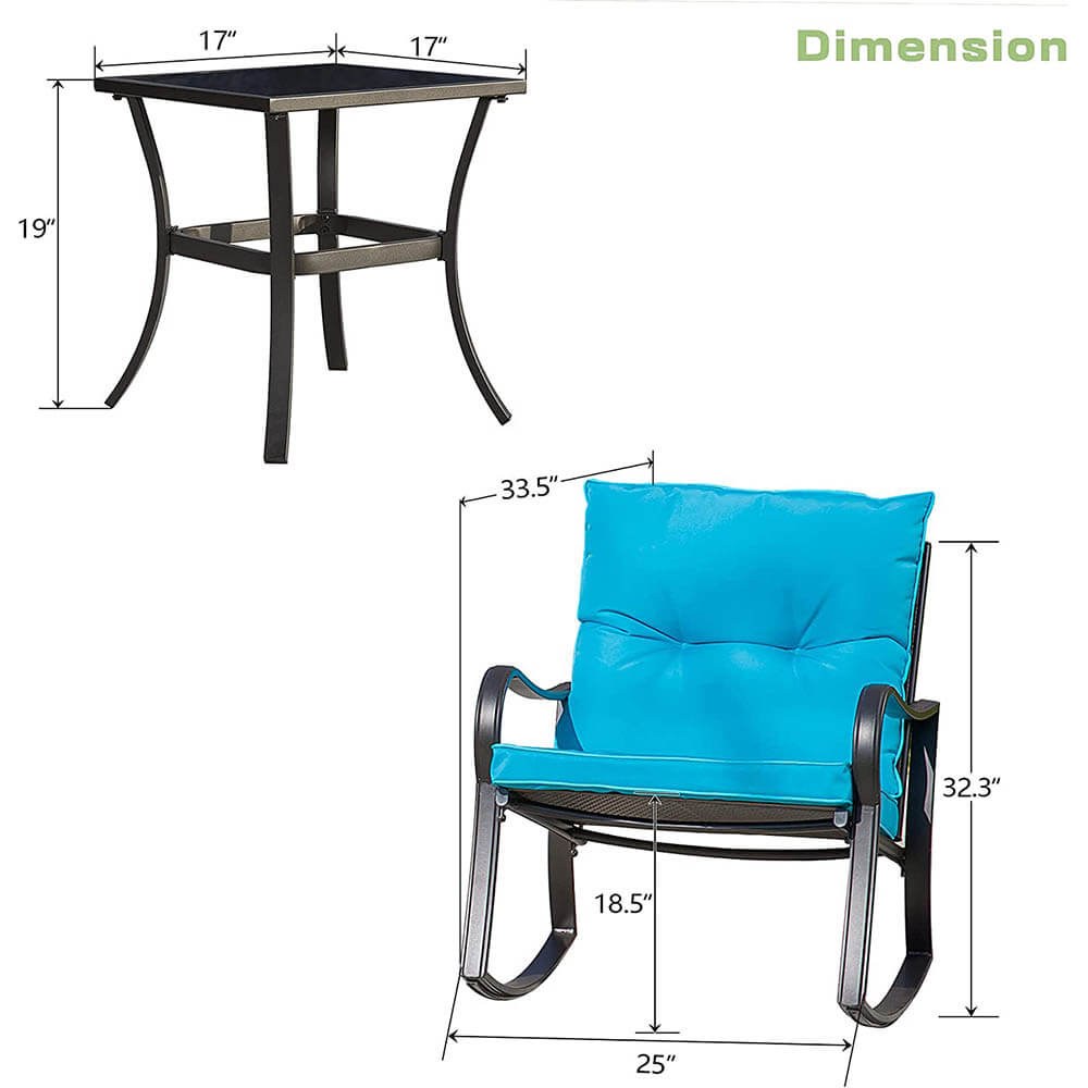 Domi Outdoor Living 3 Pieces Rocking Chair Set#color_blue