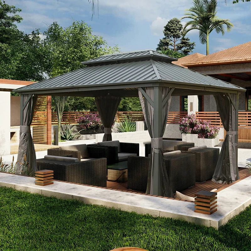 Domi Outdoor Living Hardtop Gazebo Aluminum Metal Gazebo With domi-outdoor-living-hardtop-gazebo-aluminum-metal-gazebo-with