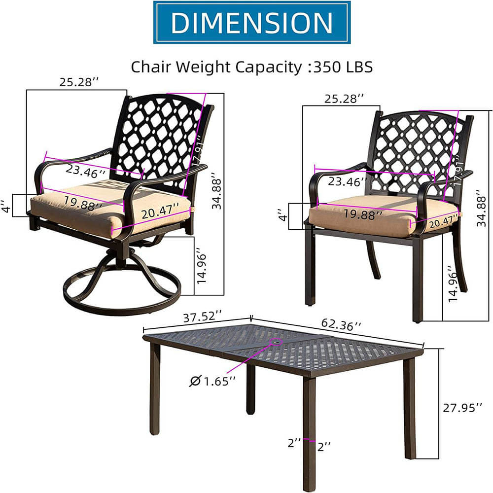 Domi outdoor living Patio Dining Table Set#color_beige