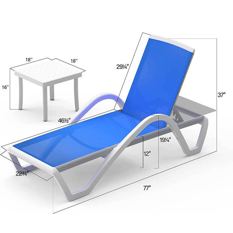 Domi Patio Chaise Lounge Set of 3 with Arm#color_blue