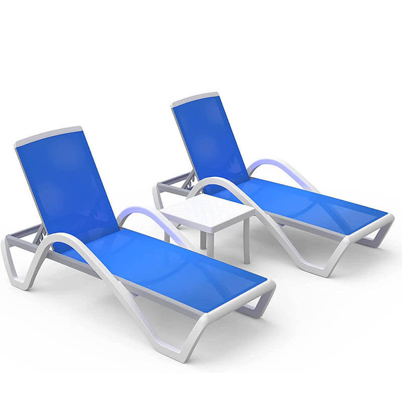 Domi Patio Chaise Lounge Set of 3 with Arm#color_blue