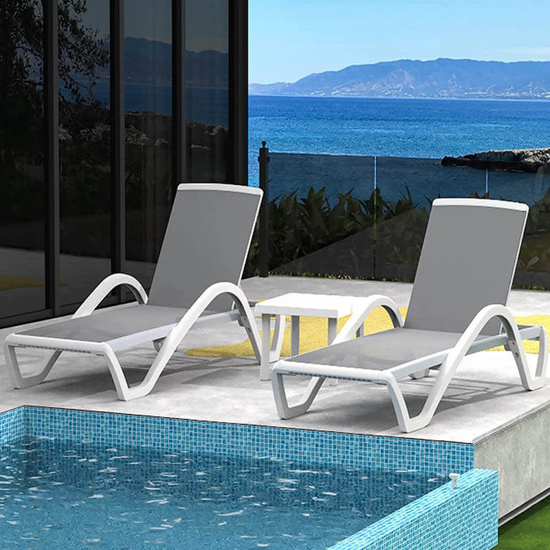 Domi Patio Chaise Lounge Set of 3 with Arm#color_grey
