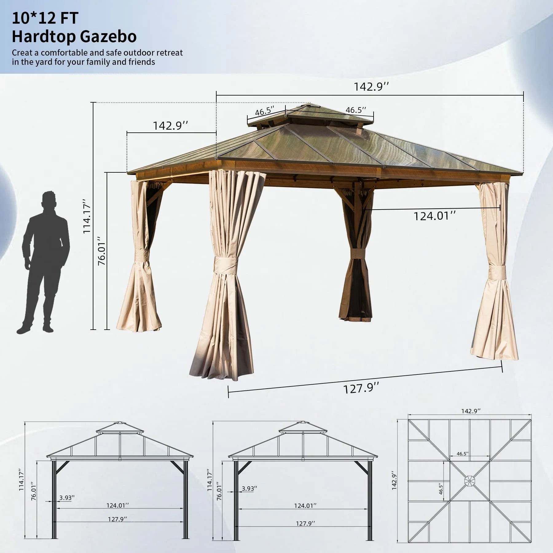 Domi outdoor living hardtop gazebo#size_12'x12'