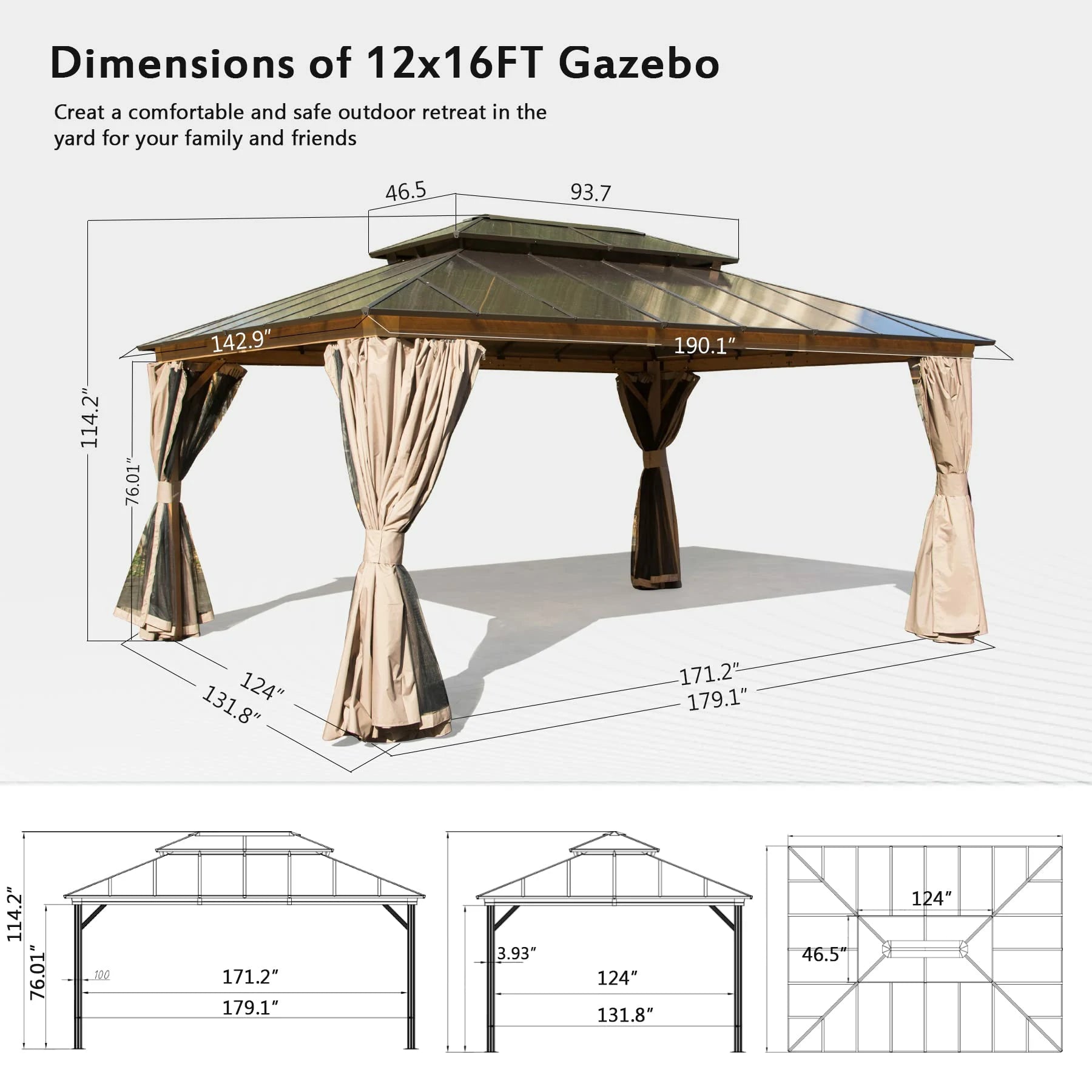 Domi outdoor living hardtop gazebo#size_12'x16'