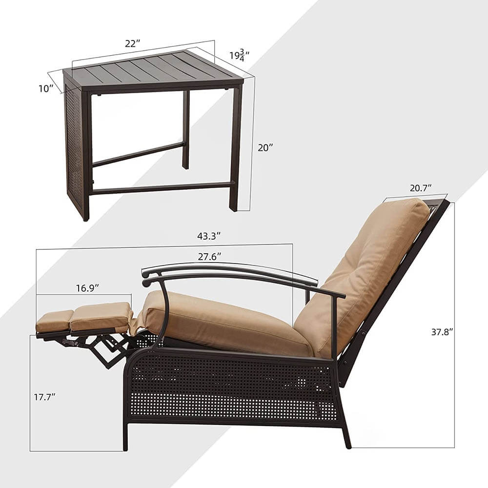 Domioutdoorliving Adjustable Patio Recliner Chair#color_beige