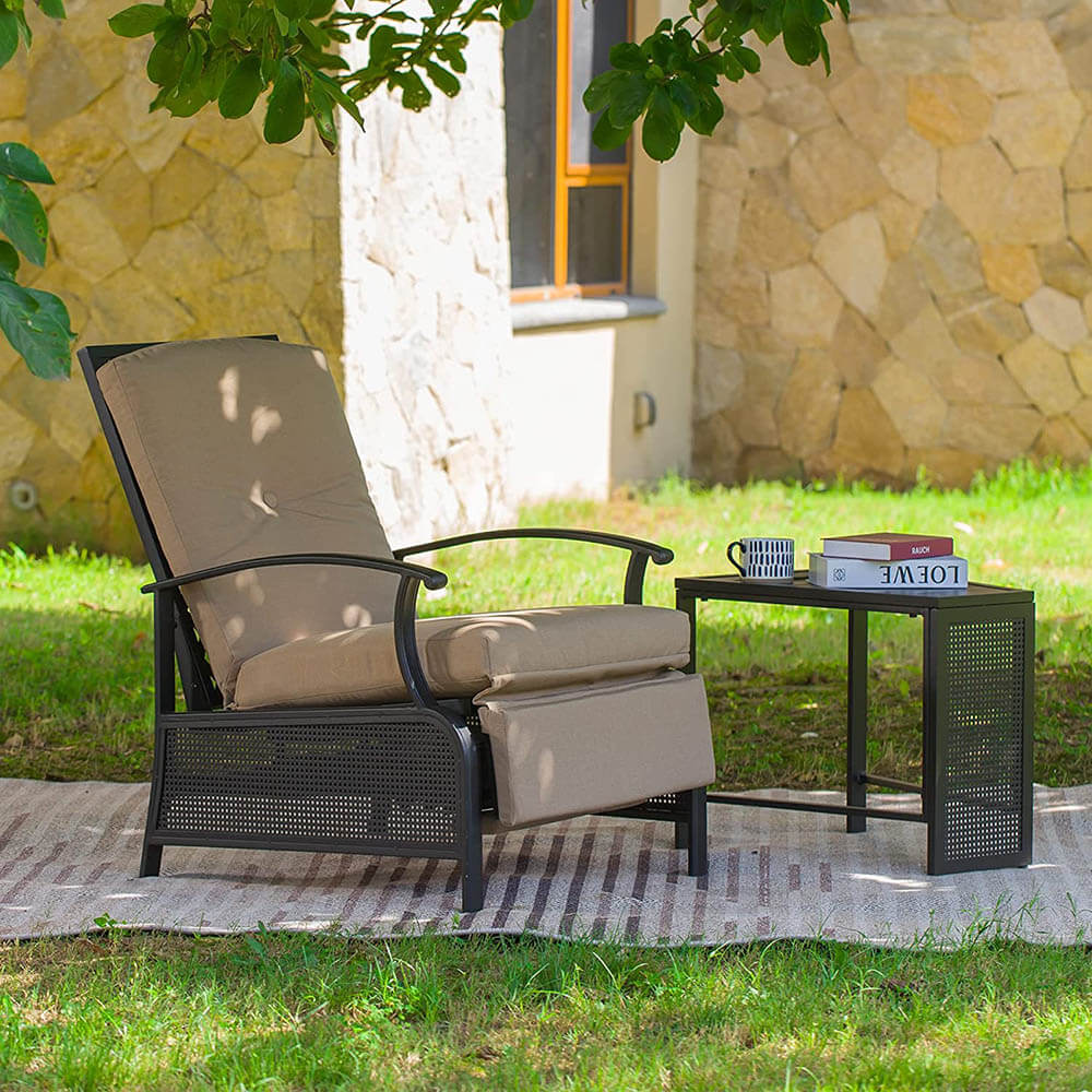 Domioutdoorliving Adjustable Patio Recliner Chair#color_beige
