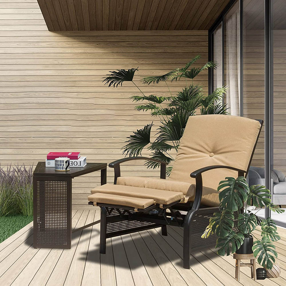 Domioutdoorliving Adjustable Patio Recliner Chair#color_beige