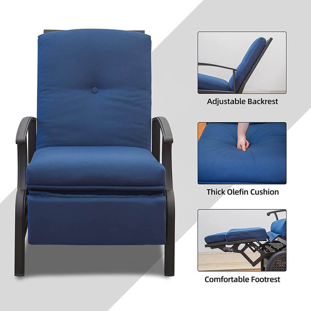 Domioutdoorliving Adjustable Patio Recliner Chair#color_navy
