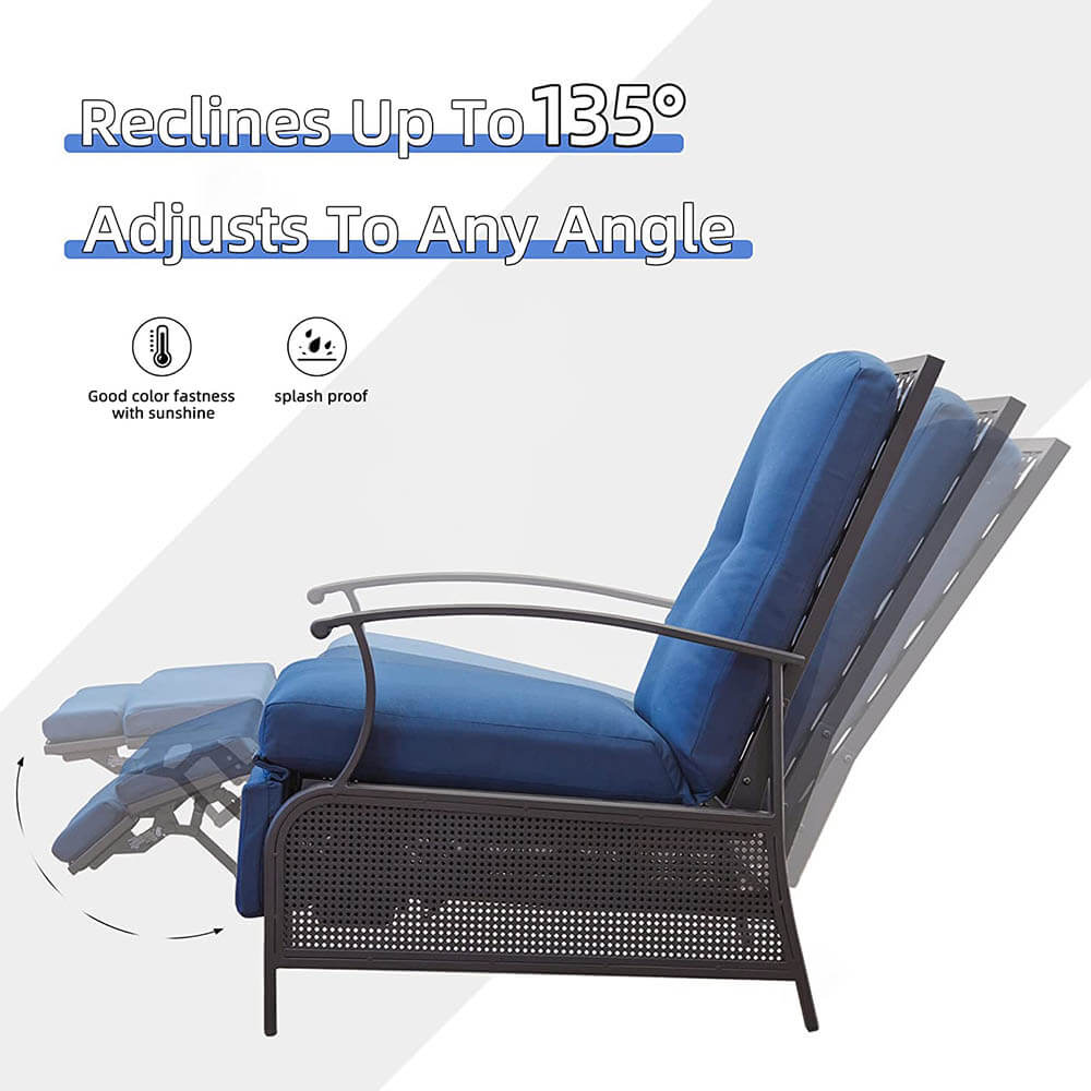 Domioutdoorliving Adjustable Patio Recliner Chair#color_navy
