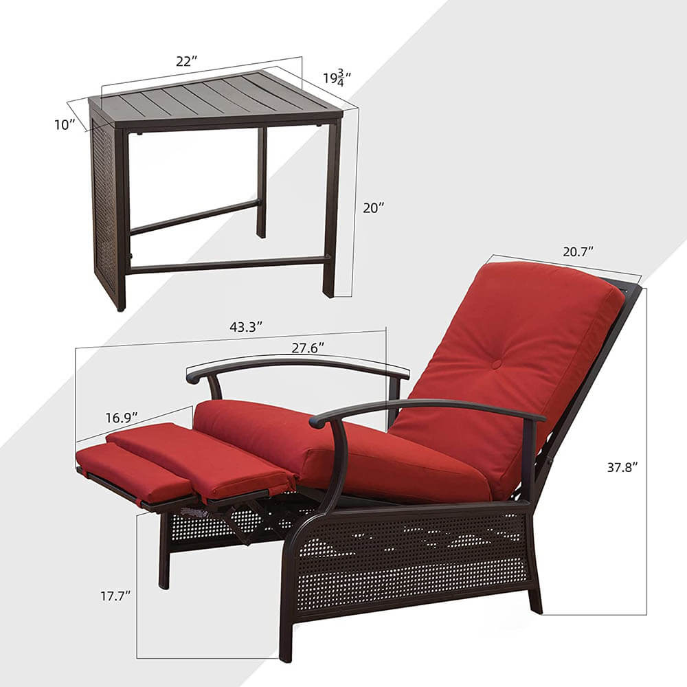 Domioutdoorliving Adjustable Patio Recliner Chair#color_red