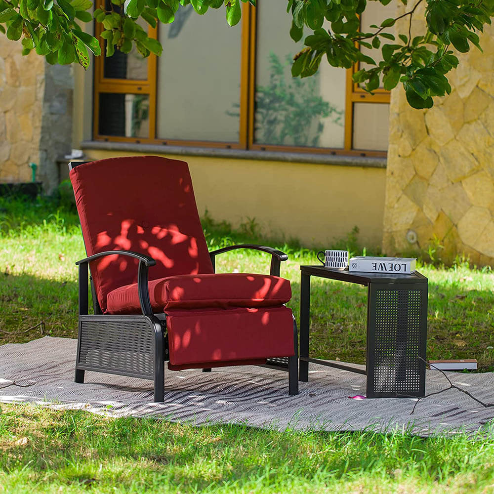 Domioutdoorliving Adjustable Patio Recliner Chair#color_red
