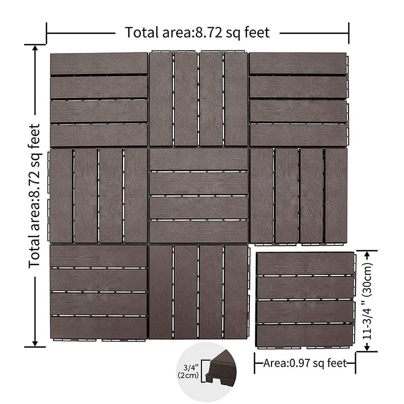 Domi Patio Interlocking Deck Tiles 27pcs#color_brown